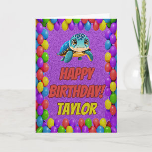 Cartão de Aniversário Turtle Personalizado