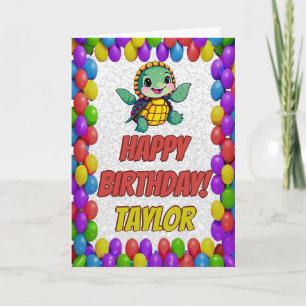Cartão de Aniversário Turtle Personalizado