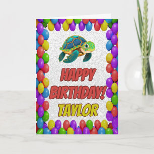 Cartão de Aniversário Turtle Personalizado