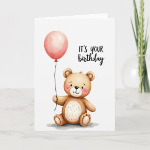 Cartão de Aniversário Urso Balão Doce