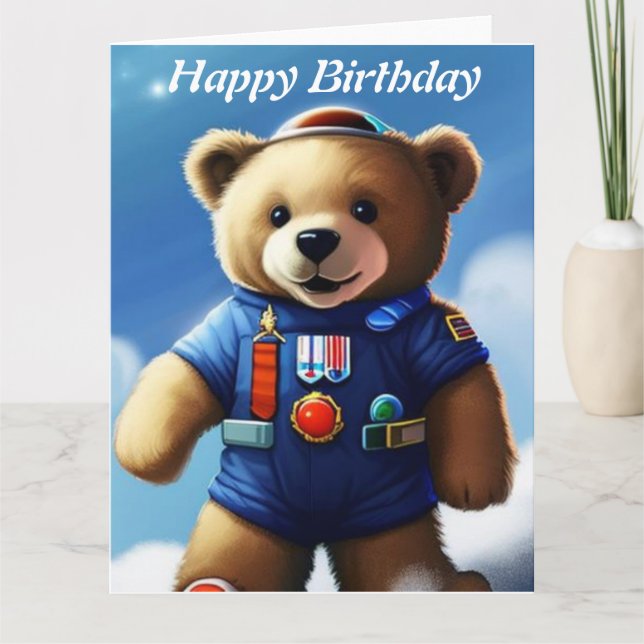 Cartão de Aniversário Urso de Pelúcia (Frente)