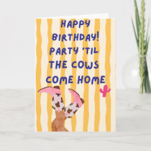 Cartão de Aniversário Vaca Engraçada