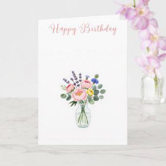 Cartão de Aniversário Vaso de Flores Silvestres & 