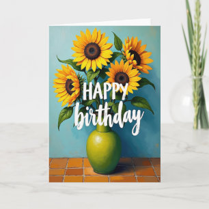 Cartão de Aniversário Vaso Ensolarado