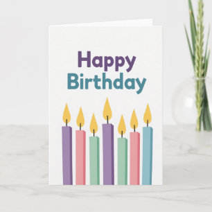 Cartão de Aniversário Vela Roxa Turquesa