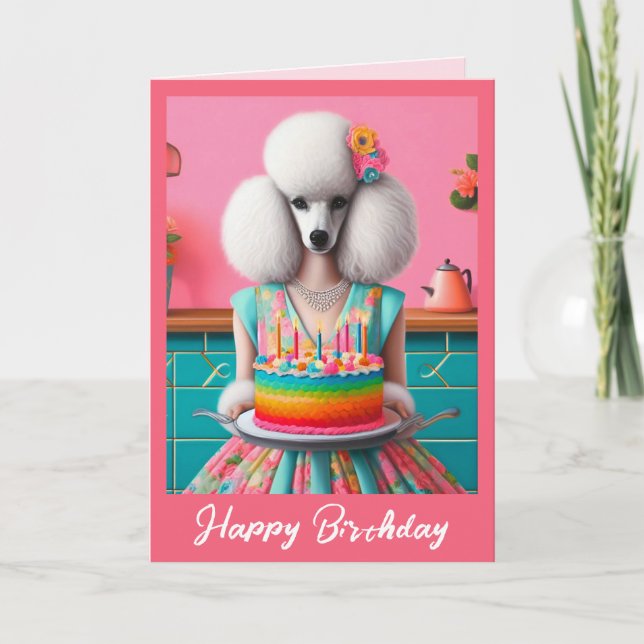 Cartão de Aniversário | Velas de Bolo-de-Poodle, B (Frente)