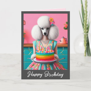 Cartão de Aniversário Velas de Bolo-de-Poodle, B