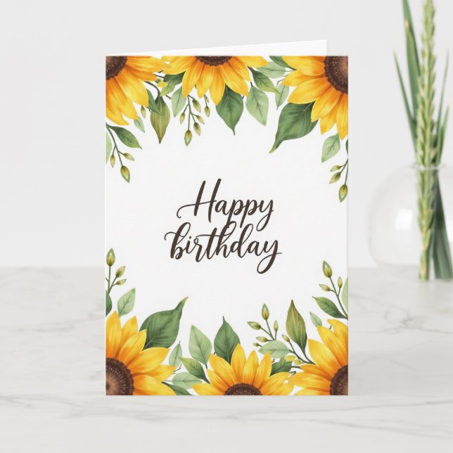 Cartão de Aniversário Verdant Script (Frente)