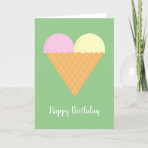 Cartão de Aniversário Verde de Sorvete de Amor Ice