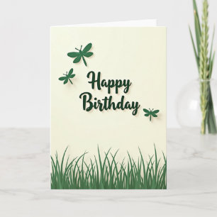 Cartão de Aniversário Verde Elegante com Letra Scr