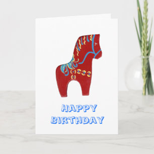 Cartão de aniversário vermelho do cavalo de Dala