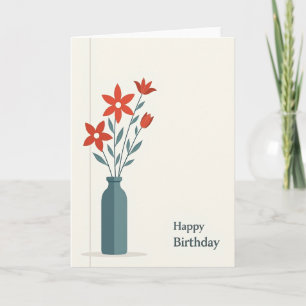 Cartão de Aniversário Vermelho Estilizado