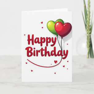 Cartão de Aniversário Vermelho Verde