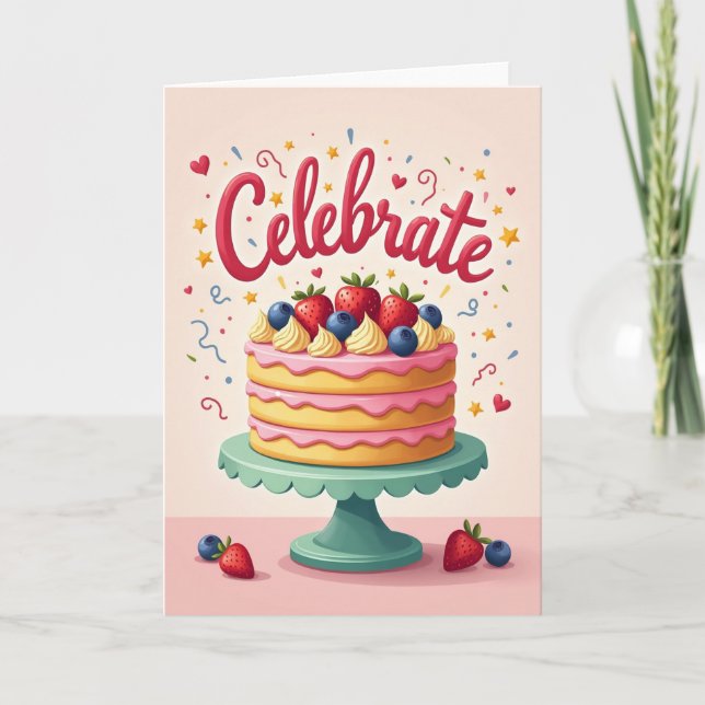 Cartão de Aniversário Vibrante com Roteiro (Frente)