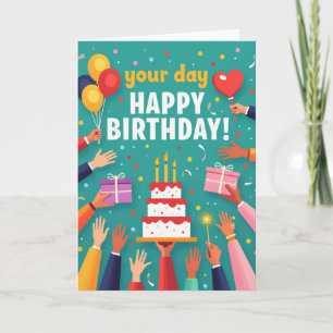 Cartão de Aniversário Vibrantes Mãos