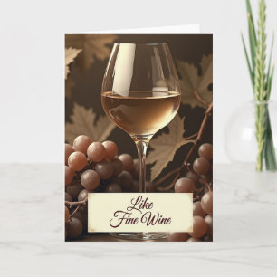 Cartão de Aniversário Vinho Dourado