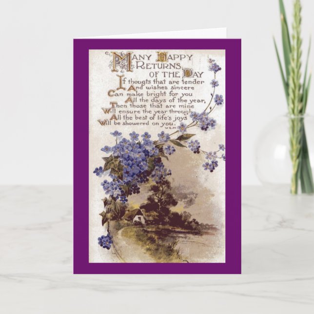 Cartão de aniversário Vintage. (Frente)