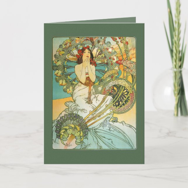 Cartão de Aniversário Vintage Art Nouveau (Frente)