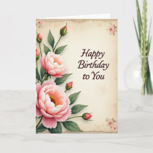 Cartão de Aniversário Vintage Bloom