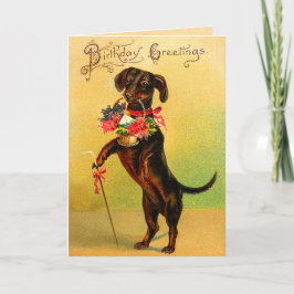 Cartão de Aniversário Vintage Dachshund