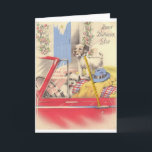 Cartão de Aniversário Vintage Son<br><div class="desc">Cartão de saudação de aniversário retrô/vintage.  Dois cachorros doces esperando no carro!  Feliz aniversário,  filho!  Cachorros Vintage Adoráveis!   Nota:  "Cord" é uma ilustração impressa. Trata-se de uma reprodução de um cartão vintage e não contém um cabo real.</div>