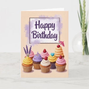 Cartão de Aniversário Violeta Elegante