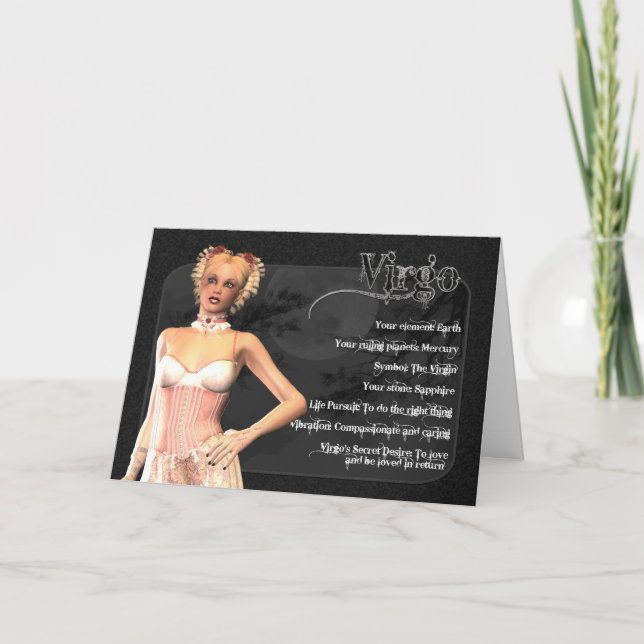 Cartão de Aniversário Virgo Gothic Zodiac (Frente)