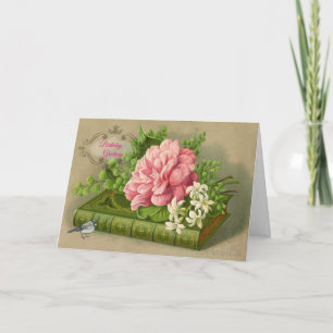 Cartão de Aniversário Vitoriano Rosa Rosas Rosa Li