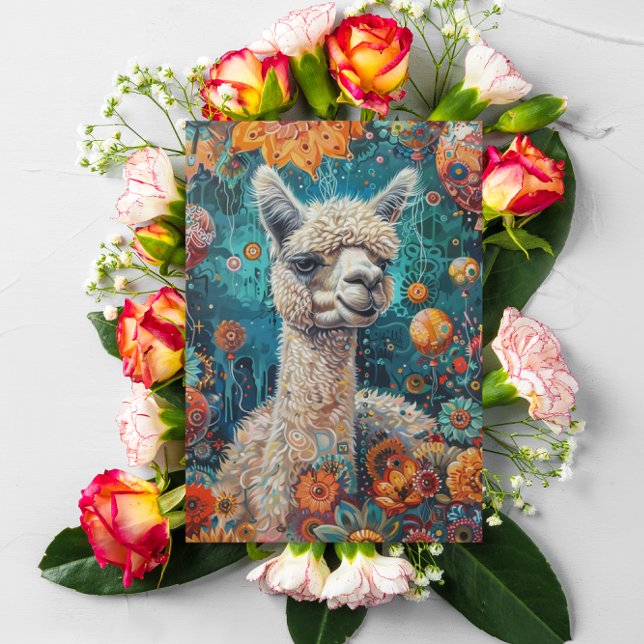 Cartão de Aniversário Whimsical Alpaca (Criador carregado)