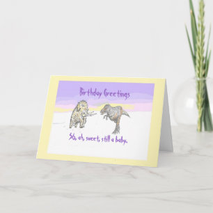 Cartão de aniversário Wooly Mammoth e Dinosaur