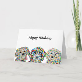 Cartão de Aniversário Yorkie Bichon Sheepadoodle M