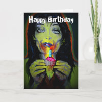 Cartão de Aniversário "Zombie Birthday Girl"