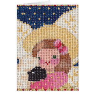 Cartão de anjo e de cordeiro