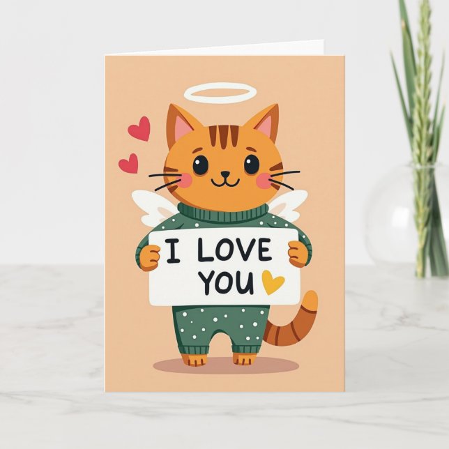 Cartão de Anjo Kitty Eu Te Amo (Frente)