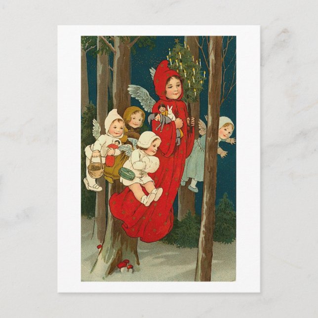 Cartão de Anjos Vintage à Noite (Frente)