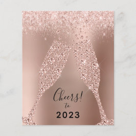Cartão de Ano Novo 2022 para Metálico Dourado Rosa