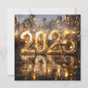 Cartão de Ano Novo 2025 Ouro Brilhante