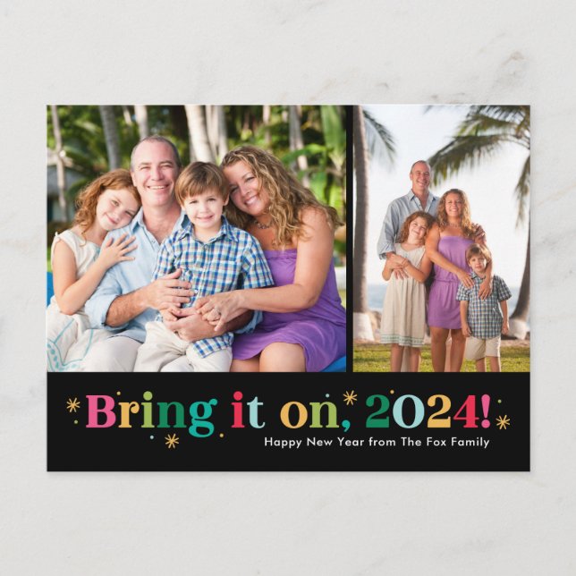 Cartão de Ano Novo com Duas Fotos Bring It On (Frente)