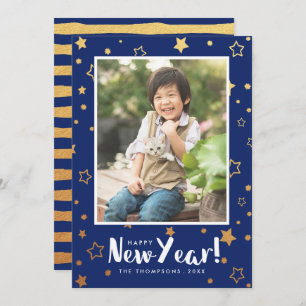 Cartão de Ano Novo com Foto Brilhante