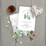 Cartão de Ano Novo da Floresta de Aquarela<br><div class="desc">Um design de férias elegante,  da natureza. Parte de uma coleção. Com texto elegante e design de floresta de aquarela linda.</div>