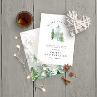 Cartão de Ano Novo da Floresta de Aquarela