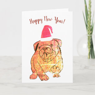 Cartão de Ano Novo de Bulldog Francês