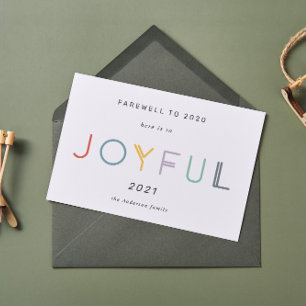 Cartão de Ano Novo de Feriado de Script Joyful do 