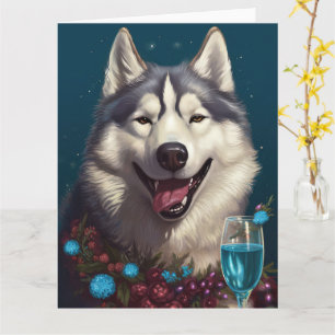 Cartão de Ano Novo do Alaskan Malamute