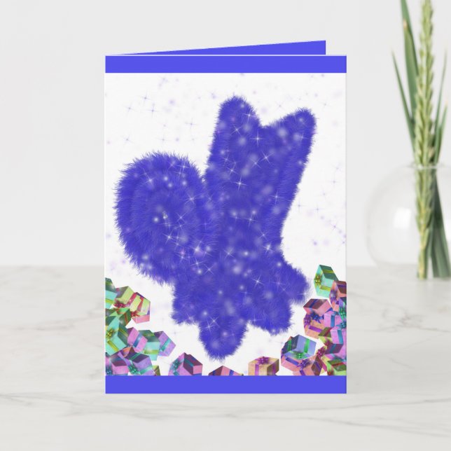 Cartão de Ano Novo para cães com neve legal (Frente)