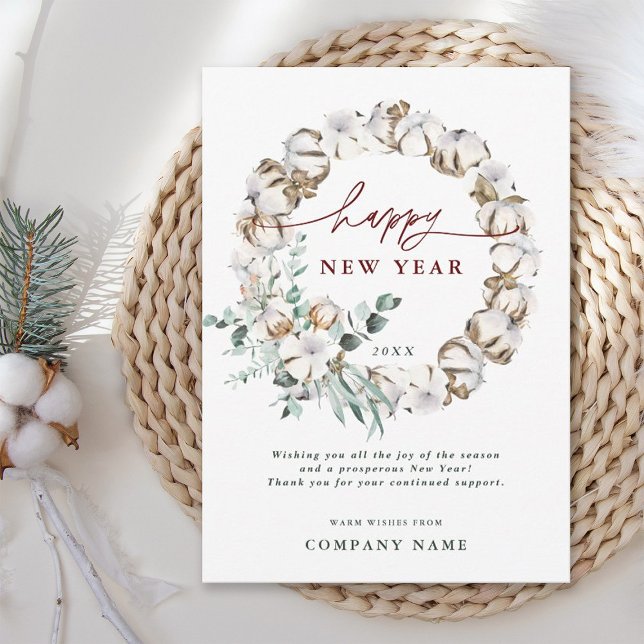 Cartão de Ano Novo para Empresas de Flor de Algodã (Criador carregado)