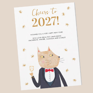 Cartão de Ano Novo Personalizado para 2026 com Gat