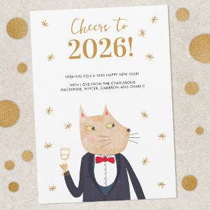 Cartão de Ano Novo Personalizado para 2026 com Gat
