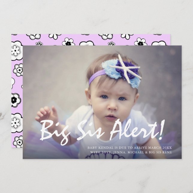 Cartão de Anúncio da Irmã Irmã Maior de Gravidez (Frente/Verso)