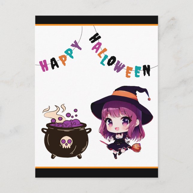 Cartão de Anúncio de Anime/Halloween/Witch/Fall Fl (Frente)